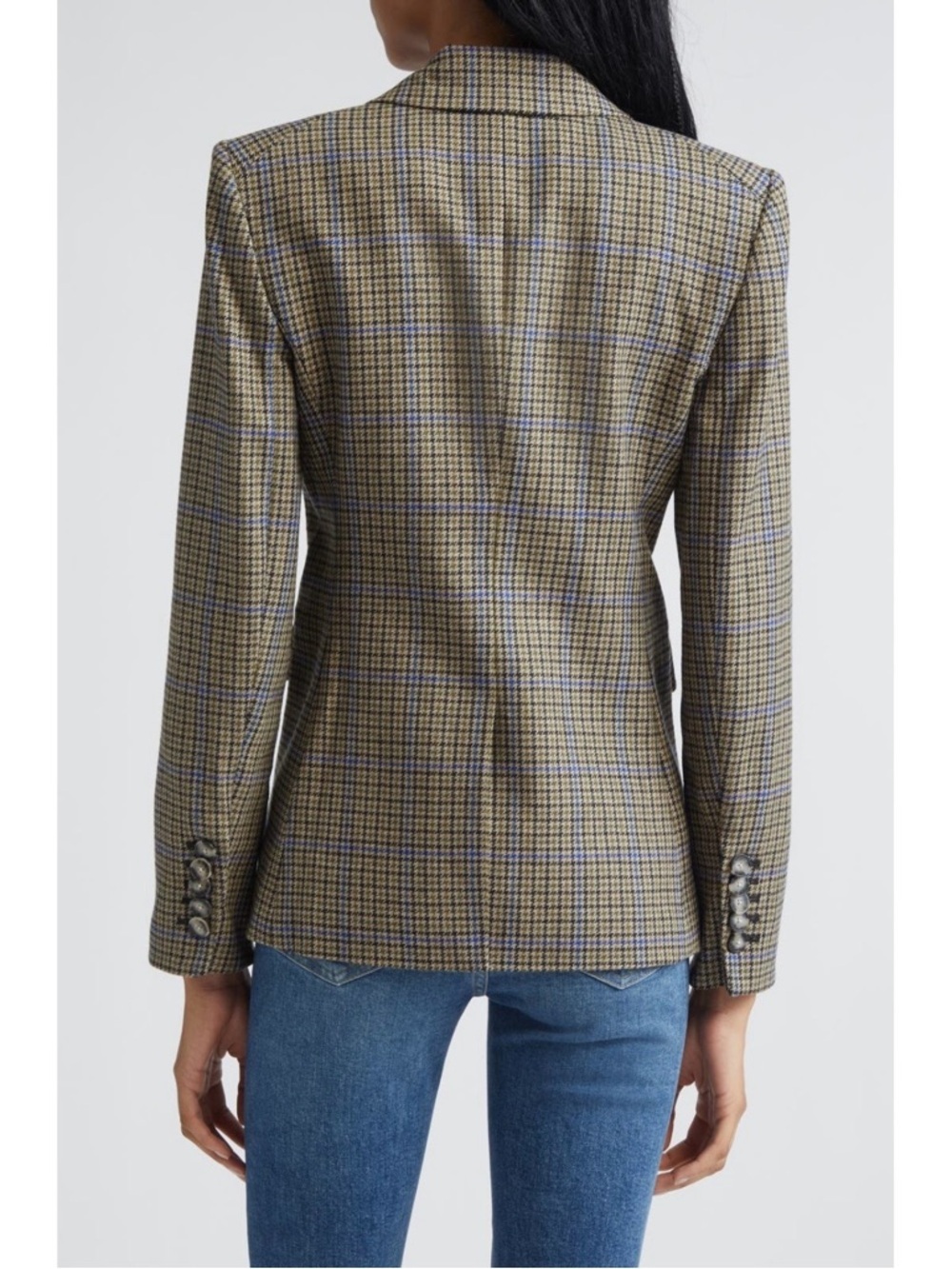 Veronica Beard Miller Houndstooth Check Dickey Jacket in Moss Brown Multi Sz 6 - Picture 3 of 10